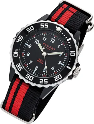 Produktbild von Regent Armbanduhr schwarz rot F-1124 Kinder Jugend Analog-Quarzuhr URF1124