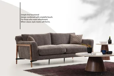 Productafbeelding van Tweezitsbank, stoffen bank, modern design, geschikt voor de woonkamer, grijs