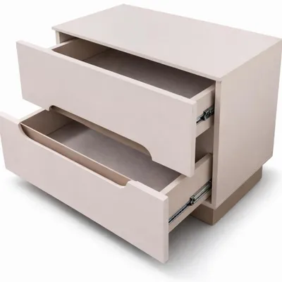Immagine prodotto di Comodino moderno color beige  Comò in legno con cassetti  Mobili per la camera da letto