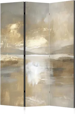 Imagen del producto de Panel divisor de ambientes de madera, 135x172 cm, de 3 piezas, doble cara, pantalla de protección visual