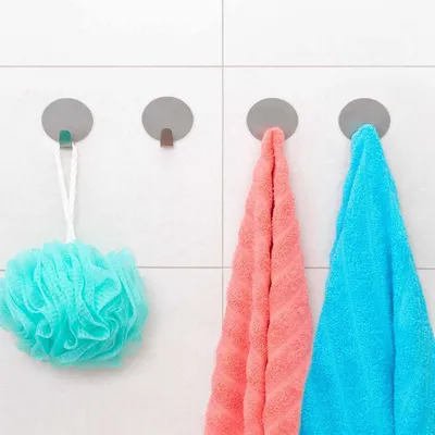 Produktbild von Klebeband – Set mit 4 selbstklebenden Haken – Handtuchhalter – silber