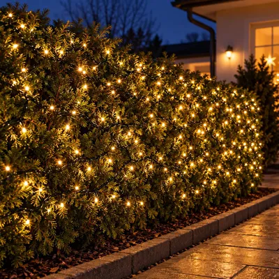 400er Cluster Lichterkette LEDs Innen Außen Trafo warmweiß Kabel Dunkelgrün