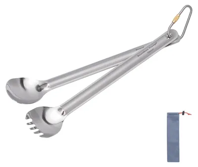 Productafbeelding van Solidchoice - Titanium Lange Handle Lepel Vork Camping Bestek - Ultralicht en Draagbaar voor Buiten