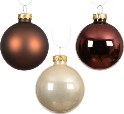 Produktbild von Weihnachtskugeln Glas 6cm x 20 Stück - Braun / Perle Mix