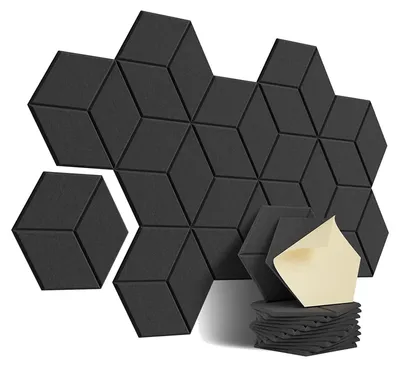 Productafbeelding van Zeshoekige akoestische panelen, zelfklevend, geluidsisolatie, 30 x 26 x 1 cm