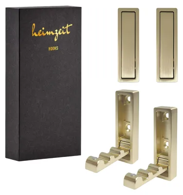 Produktbild von 4x Garderobenhaken Gold Kleiderhaken Metall Wandhaken Garderobe zum Bohren