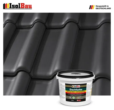 Produktbild von Isolbau Dachfarbe Schwarz 4 kg Sockelfarbe Fassadenfarbe Dachbeschichtung RAL Farbe