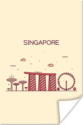 Produktbild von MuchoWow® Poster Singapur - Skyline - Asien 120x180 cm - Kunstposter