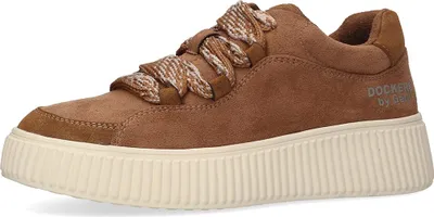 A side view of a brown Dockers by Gerli women's platform sneaker.