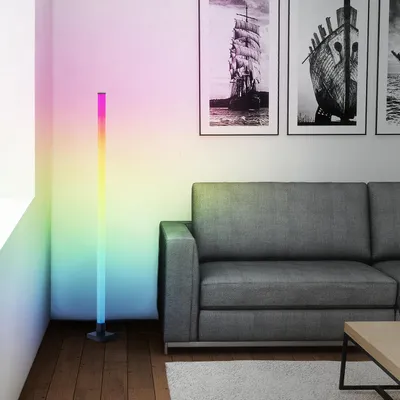 Produktbild von RGB-LED Stehleuchte, 150 cm, digitales RGB, Musiksensor, dimmbar, schwarz