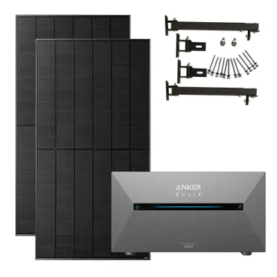 Produktbild von Anker SOLIX 1000W Balkonkraftwerk mit 2×500W SolarSpace Module mit Halterung für Flachdach