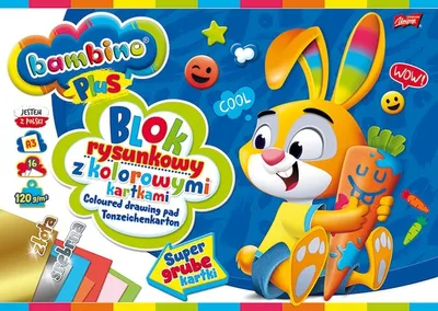 Productafbeelding van A3 tekenblok, 16 vel, gekleurd papier, Bambino PLUS
