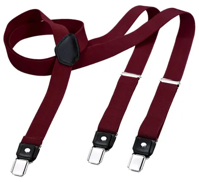 Produktbild von DonDon® Herren Hosenträger schmal 2,5 cm – 3 Clips in Y-Form – elastisch und längenverstellbar dunkelrot
