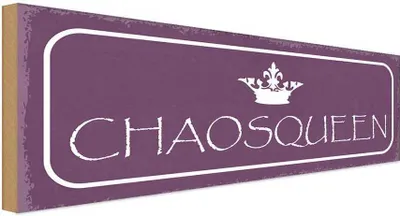 Produktbild von vianmo Holzschild 10x27 cm Chaosqueen Krone Königin Dekoration