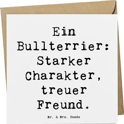 Produktbild von Mr. & Mrs. Panda Glückwunschkarte Spruch Bullterrier Freund - Weiß - Geschenk, anlasskarte, loyale Hunde, Familienhunde, Hund, Grußkarte, doppelkarte, Hunderasse