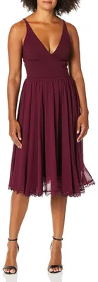 Produktbild von Dress the Population Damen Alicia Midikleid mit tiefem Saum, ärmellos, ausgestel