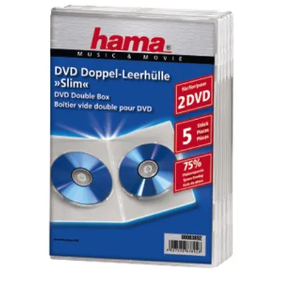 Produktbild von Hama Double DVD Jewel Case, Slim 5 , transparent, 2 Disks, Transparent, 192 mm, 135 mm, 35 mm, 268 g
