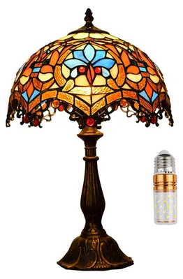 Zdjęcie produktu dla Lampa stołowa styl Tiffany - Witraż - 30 x 30 x 48 cm - Do sypialni i biura