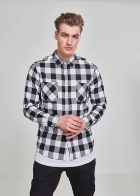 Image de Urban Classics - CHECKED FLANELL chemise noir / blanc - XL