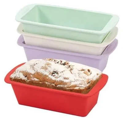 Produktbild von 4 Stück Silikon Backform, Klein Brotbackform 20 x 9.5 x 5.5cm, Kuchenform Rechteckig Kastenform Tortenform Toastbrot, Airfryer Silikonformen Brotformen Zum Backen Zubehör Set