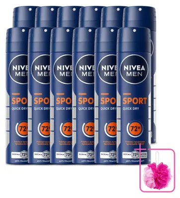 Productafbeelding van 12 x NIVEA MEN Sport Antitranspirant Deodorant Spray 150 ml - Voordeelverpakking - 12 stuks