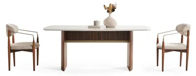 Produktbild von Elegantes Esszimmer-Set aus Holz in Beige mit modernem Design