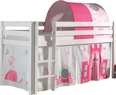 Produktbild von Kinderbett Karolina 210x114x106 Massivholz Weiß Textilset Princess 2