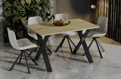Produktbild von Endo-Moebel Esstisch Stol X 130cm - 210cm ausziehbar erweiterbar Design Küchentisch (Natur Eiche)