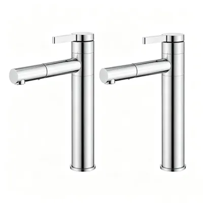 Produktbild von 2er Wasserhahn Bad hoch 360° drehbar Waschtischarmatur Mischbatterie Badarmatur für Bad, Waschbecken Armatur Chrom