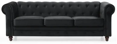 Image de MENZZO Grand canapé 3 places Chesterfield Velours Noir