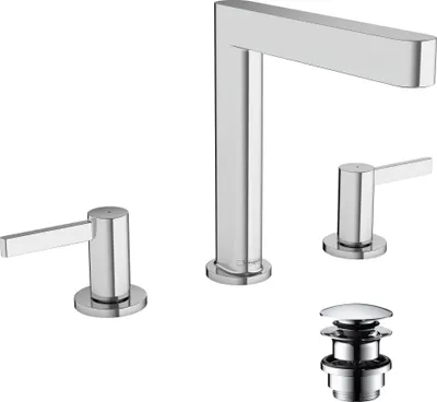 Immagine prodotto di hansgrohe Finoris robinetterie de lavabo 3 trous 160 avec vidage Push-Open, portée 169mm, 76034000, 76034000