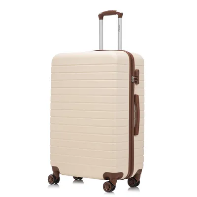 Produktbild von KofferTrolleyReisekofferSuitcase, Rollkoffer Handgepäck ,mit 4 Rollen360°, Hartschalenreisekoffer, Zahlenschloss, Weicher Gummigriff(XL, Elfenbeinweiß