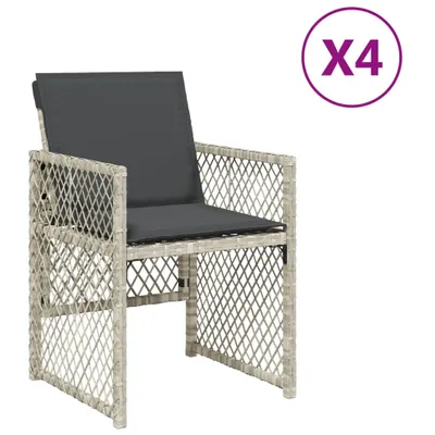 Image de Chaises de jardin avec coussins lot de 4 gris clair poly rotin