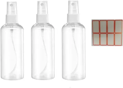 Obrázek produktu pro Sada prázdných mini cestovních rozprašovačů o objemu 50 ml a 100 ml z průhledného plastu s etiketami (3 ks 50 ml)