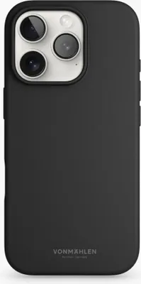 Immagine prodotto di Custodia in silicone morbido Vonmählen - Custodia protettiva in silicone, compatibile con MagSafe per iPhone 16, custodia per cellulare nera