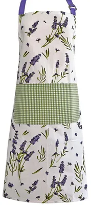 Produktbild von Kochschürze LAVINA Küchenschürze Baumwolle Lavendel weiß grün