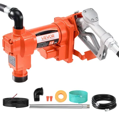 Immagine prodotto di Pompa di trasferimento carburante VEVOR, 12 V DC, 60,5 L/min, 1/4 hp, pompa di trasferimento diesel con ugello manuale, tubo di uscita e aspirazione, per benzina, paraffina, miscele di etanolo, metanolo, biodiesel