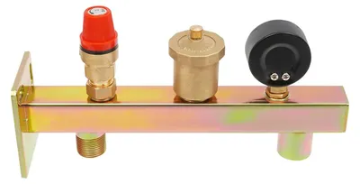 Produktbild von HVAC-Sicherheitsventil - DN20 - Doppelzulauf - Verzinktes Eisen - Klare Druckanzeige - Gelb