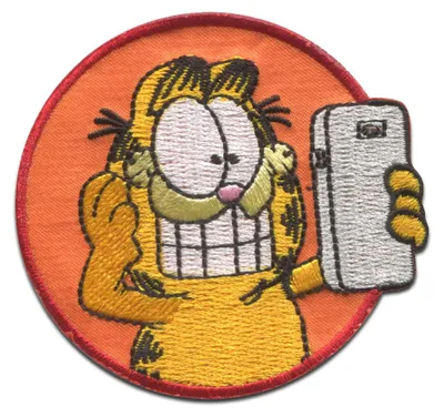 Produktbild von Comercial Mercera Garfield © Handy Comic Katze gestickt - Aufnäher, Bügelbild, Aufbügler, Applikationen, Patches, Flicken, zum aufbügeln, Größe: 6,5 x 6,1 cm