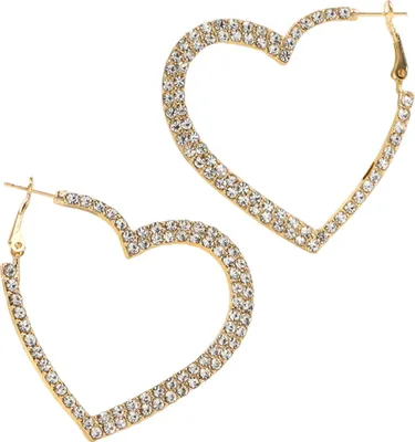 Produktbild von 1 Paar Damen Ohrringe Herzform Strass Individuelle Hängeohrringe Übertrieben Party Club Dating Baumeln Ohrringe Ohr Hoop Schmuck