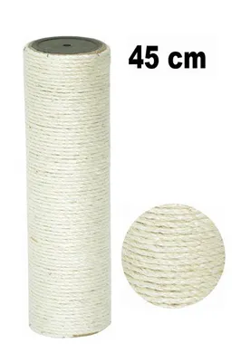 A scratching post for cats, made of sisal rope, with a size indication.