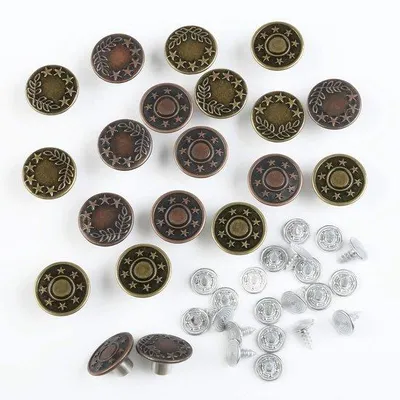 Produktbild von Brons-Koper Metalknöpfe für Jeans, 2 Designs, 20 Stück, 17 mm
