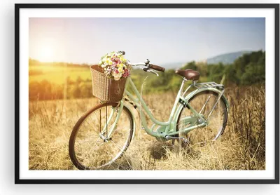 Produktbild von Gerahmtes Poster - Schwarzer Rahmen - Fahrrad Wiese Blumen - 91,5x61 cm - Wand Bild - Wanddeko - Wandbilder - Kunstposter - Wandposter - Bilderrahmen - Bilder - Kunstdruck - Wandbild - P2BAA91x61-4206