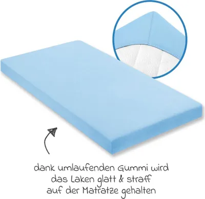 Produktbild von Julius Zöllner 8330013350, Bettlaken vorhanden, Trikot, 40 x 90 cm, Blau, Einfarbig, 100% Baumwolle