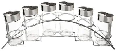 Image de Étagère à épices avec contenants - Organisateur de cuisine - 7 pièces - Métal