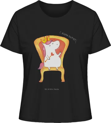 Produktbild von Mr. & Mrs. Panda Oberteil Damen Einhorn Prinzessin Größe S - Schwarz - Geschenk, Geburtstag, Jerseyshirt, Monat, Kurzarmshirt, Unicorn, Geburtstagsgeschenk, T-Shirt