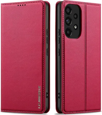 Obrázek produktu pro Magnetické flipové kožené pouzdro pro Samsung Galaxy A53 5G, s přihrádkou na karty a funkcí stojánku Červená
