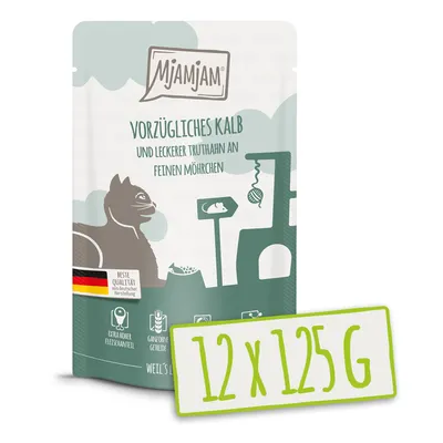 Produktbild von MjAMjAM - Quetschie - 12x125g Kalb & Truthahn an Möhren Nassfutter für Katzen Alleinfuttermittel