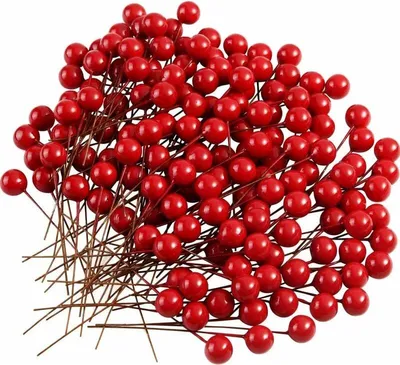 Produktbild von 150 Stück Weihnachts-Stechpalmenbeeren, künstliche Beeren für Weihnachtskranz-Dekorationen, Girlandenherstellung, Zubehör, Weihnachtsparty-Dekoration