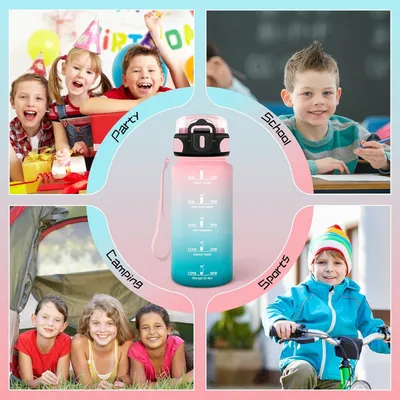 Productafbeelding van Famanu drinkfles voor kinderen met rietje en tijdsschema - 500 ml